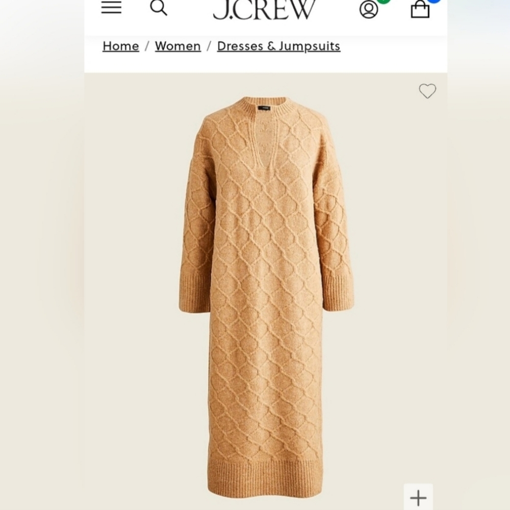JCREW Cable Knit Stretch Knit Sweater Dress